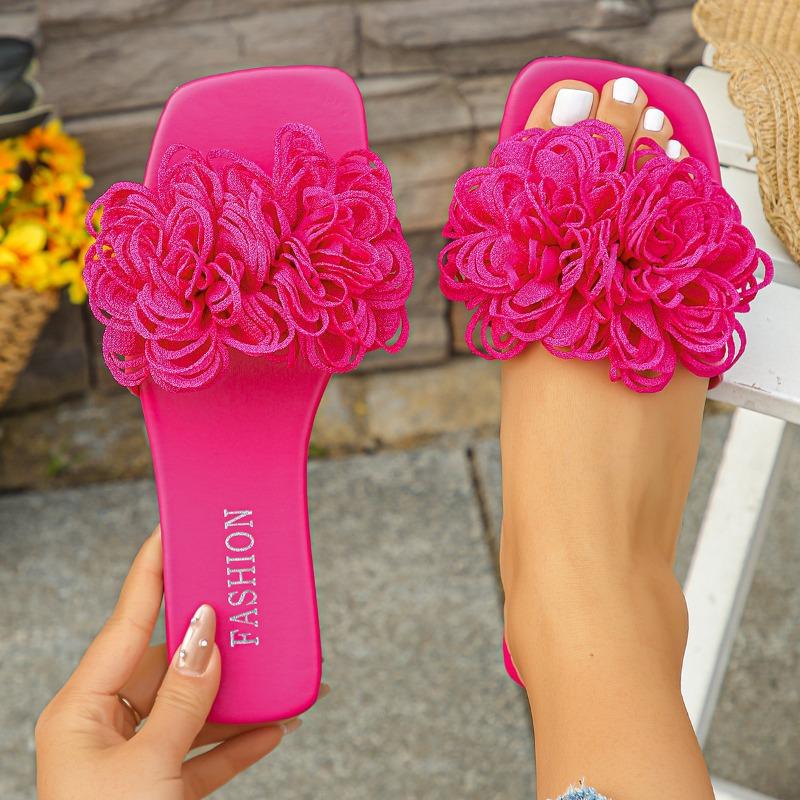 

Fashion Outdoor Beach Slippers Women 2025 Women s Shoes on Sale Open Toe Women s Slippers Square Toe Flat Floral Plus Size Sandals 42