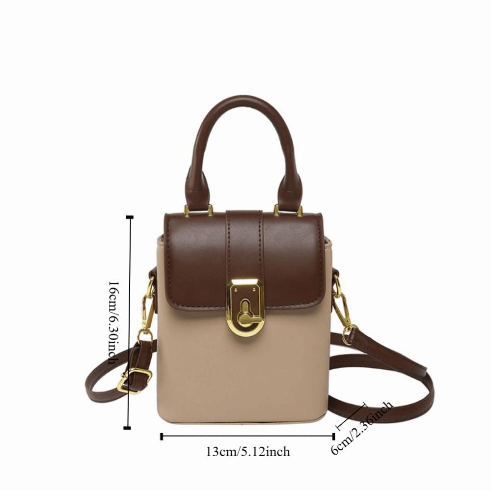 Handbag Contrast Color Phone Bag PU Ins Square Tote Bag Retro Simple Shoulder Bag Travel