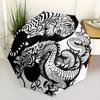 1pc Tiger Dragon YinYang Automatic Open/close, Heavy-Duty Iron Frame & 8-Rib Structure, Compact Folding Umbrella for Women/Men, All-Season Travel, Hal