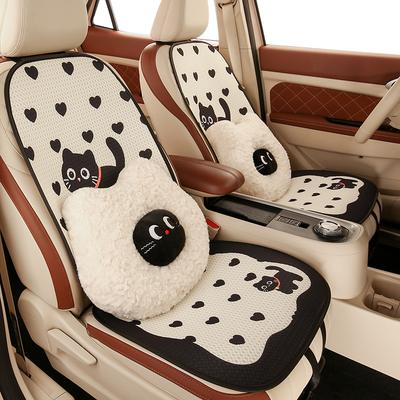 Cute Kitten Mesh Honeycomb Breathable Fabric Car Seat Cushion Is Cool and Soft, Suitable for Most Car Models, Free To Match.