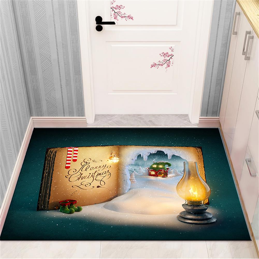 Merry Christmas and New Year Home Decoration Entrance Door Mat Balcony Corridor Living Room Bedroom Bathroom Anti-Slip Floor Mat