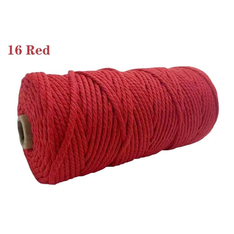 3mm 100% Cotton Cord Colorful Handmade Rope Twisted Macrame String DIY Home Wedding Decoration Supply Film Packaging 100m