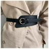 Wide Black PU Belt Women With Zinc Alloy Pin Buckle Stylish Waist Cincher Coats Blazers Casual Outfits