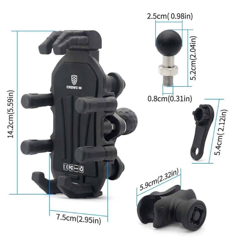 Motorcycle Phone Holder with Vibration Dampener & Secure Lock, Anti-Theft Motorcycle Phone Mount Handlebar Phone Holder