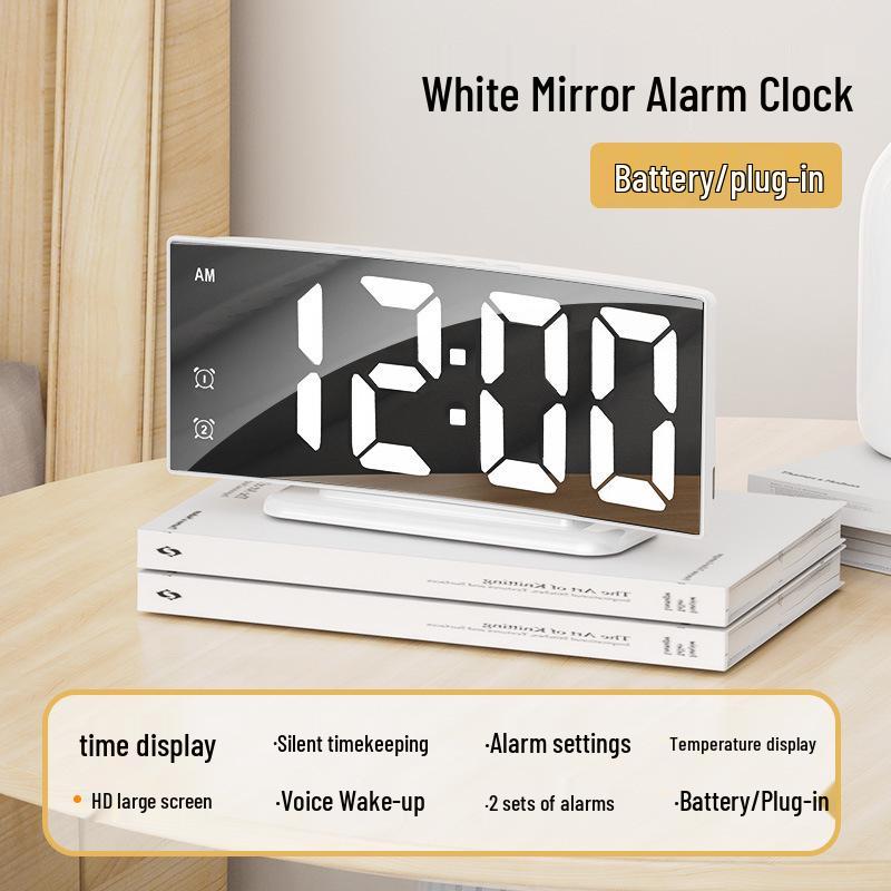 Minimalist Dual-Use LED Alarm Clock with Voice Control and Temperature Display