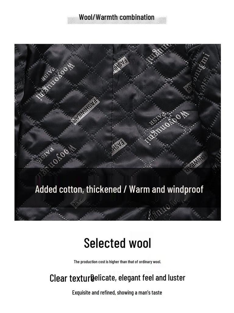 Men's Double-Sided Wool Coat: Thickened, Long-Style, Plus-Size, Autumn and Winter Outerwear