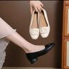 Damenschuhe weiches Leder eckige Zehenpartie Einzelne Schuhe Herbst neu flacher Ausschnitt vielseitig hohe Absätze weiche Sohle Lederschuhe Damen