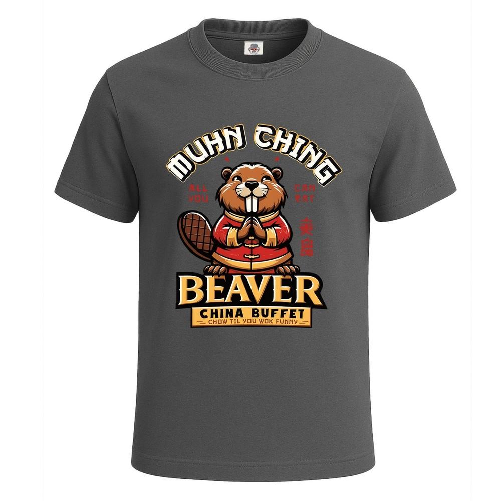MuhnChing Beaver China Buffet Unisexs T Shirt Joke Funny Novelty Gift Tee Top