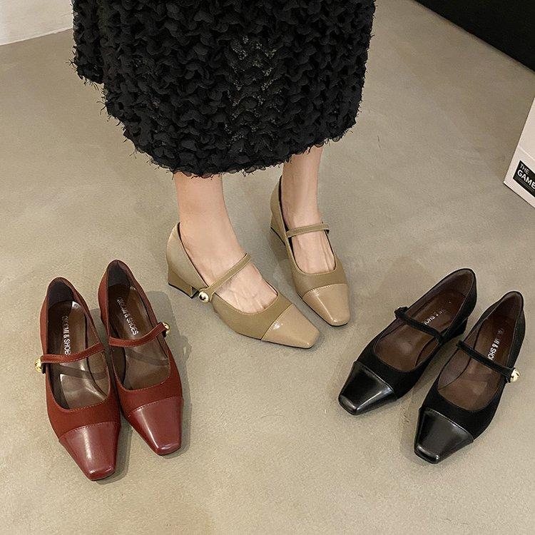 Tacchi Alti Quadrati Neri da Donna Moda Autunno 2024 Comodi Colore Caffè Moda Casual Scarpe Leggere da Festa Donna