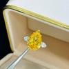 4 Carat Pear Shaped Simulated Yellow Diamond Ring in S925 Sterling Silver for Women