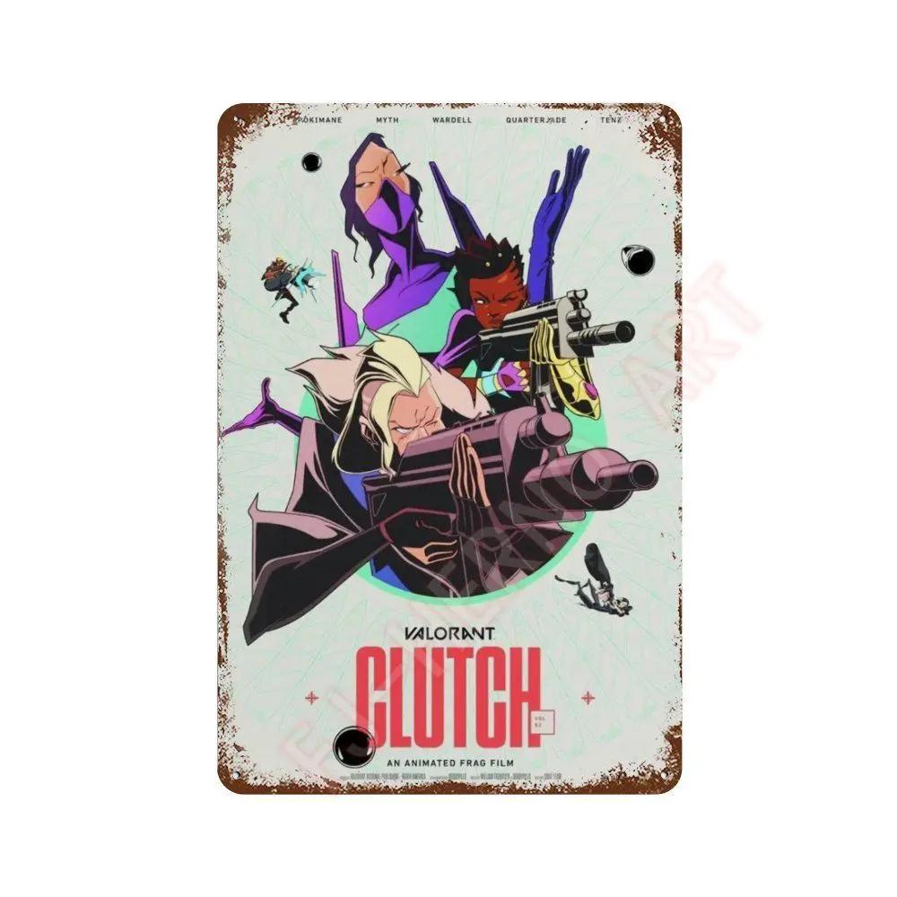 Anime Online Game Valorant Poster Neon Metal Tin Sign Plaque Wall Kawaii Game Room Decor Reyna Jett Gaming Gamer Aesthetic Gift