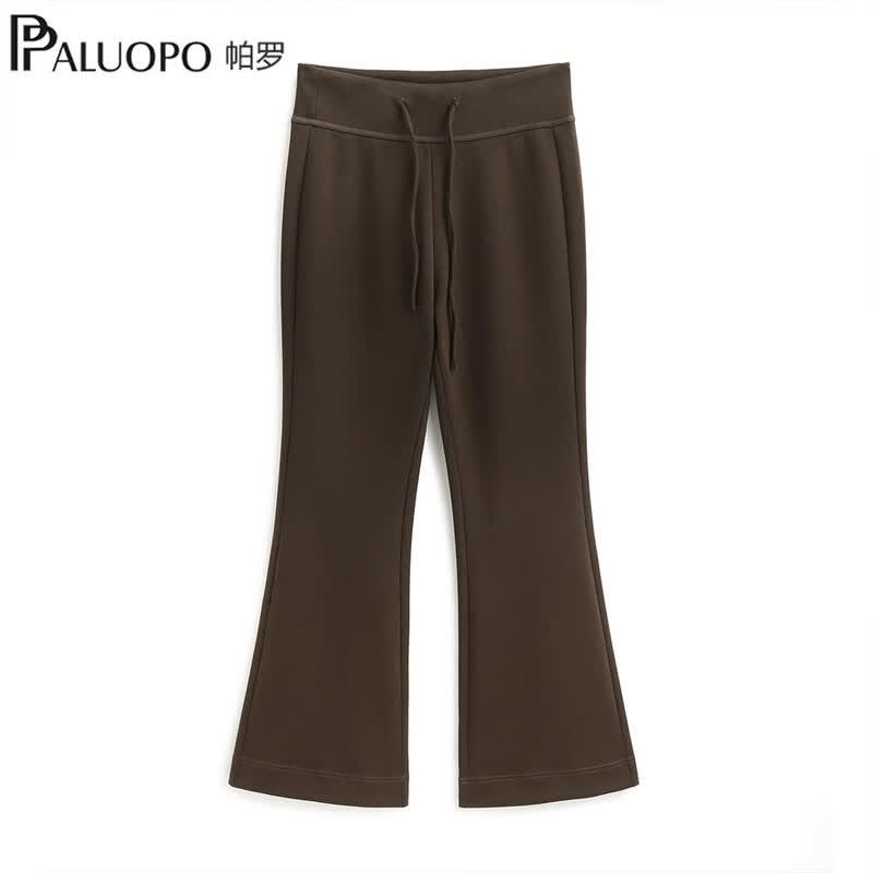 PALUOPO Women s High-Waist Slim Micro-Flare Casual Pants M