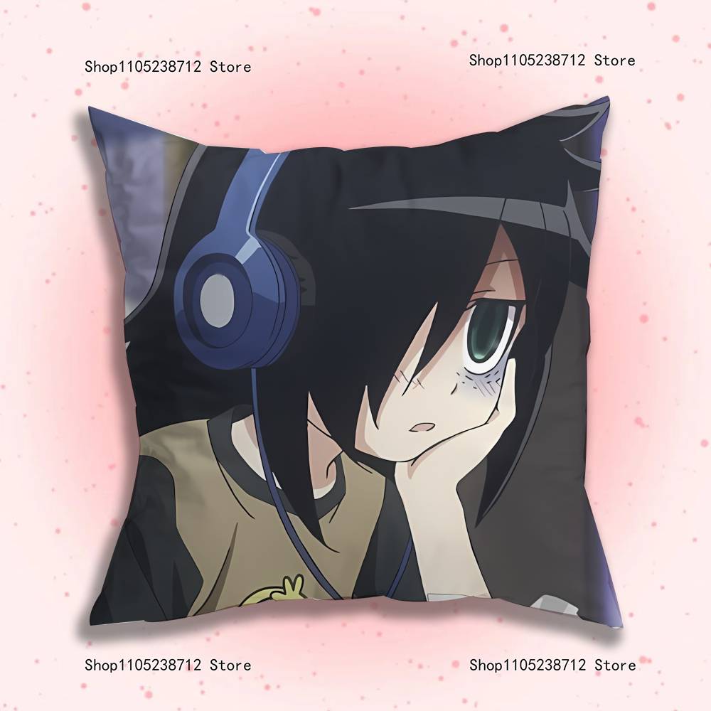 W-Watamote Tomoko Kuroki Anime Kissenbezug Milbendichter Kissenbezug Versteckter Reißverschluss Seidiger Kurzer Plüsch Sofakissenbezug