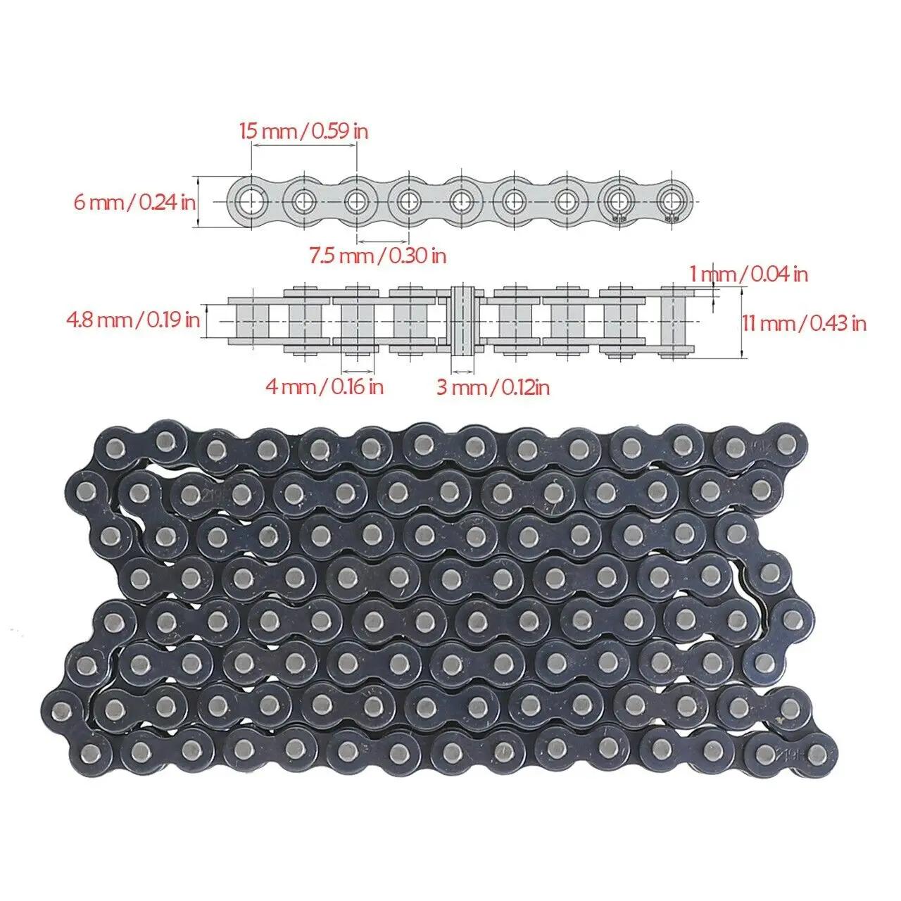 219 Chain Rear Sprocket 76T / Reinforced 219H Kart Driven Chain 112 Links For Go Kart Racing Kart Drift Trike Dirt 112 Links