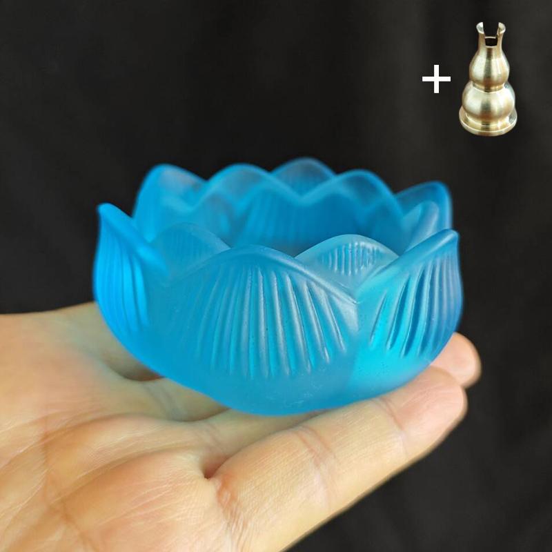 Creative Colored Glazed Lotus Incense Burner, Household Indoor Sandalwood Ash Collector Candle Holder, Tea Ceremony Zen Ornament