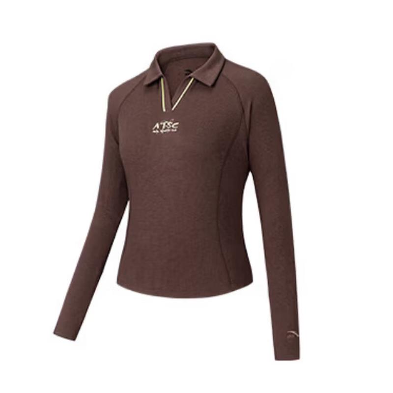 ANTA Women s Slimming Lapel Polo Long-Sleeve Tee L