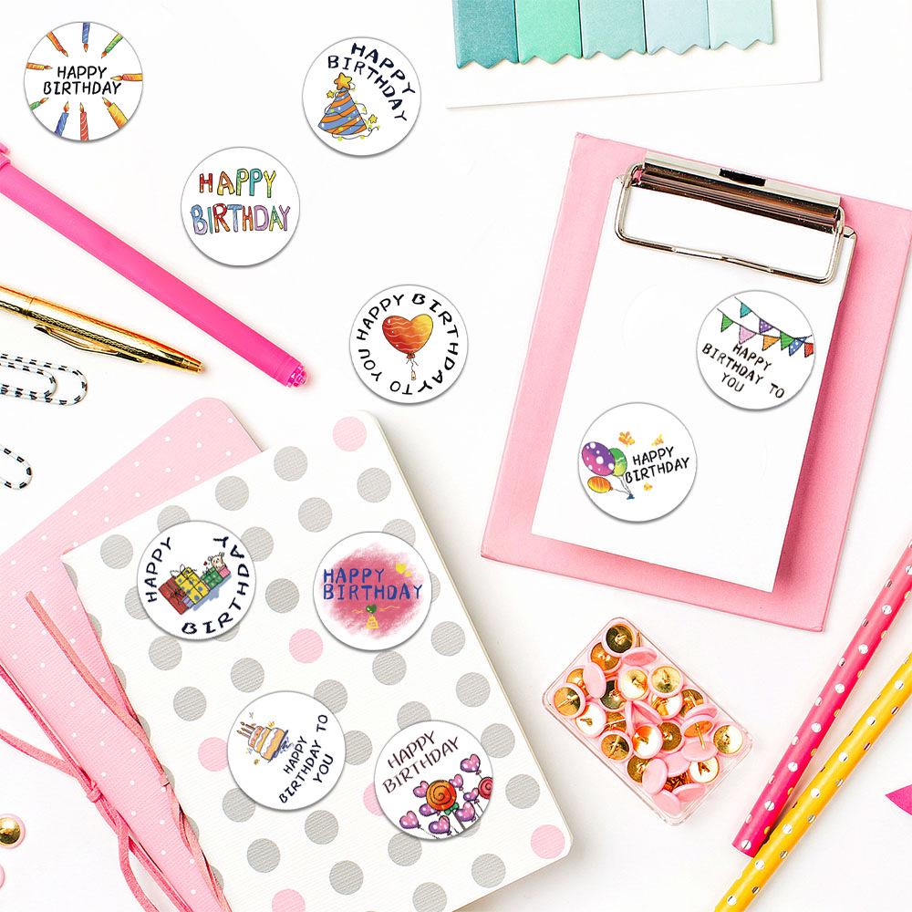Crayon Happy Birthday Roll Stickers - 500 Sheets for Journals, Envelopes, and Decorations