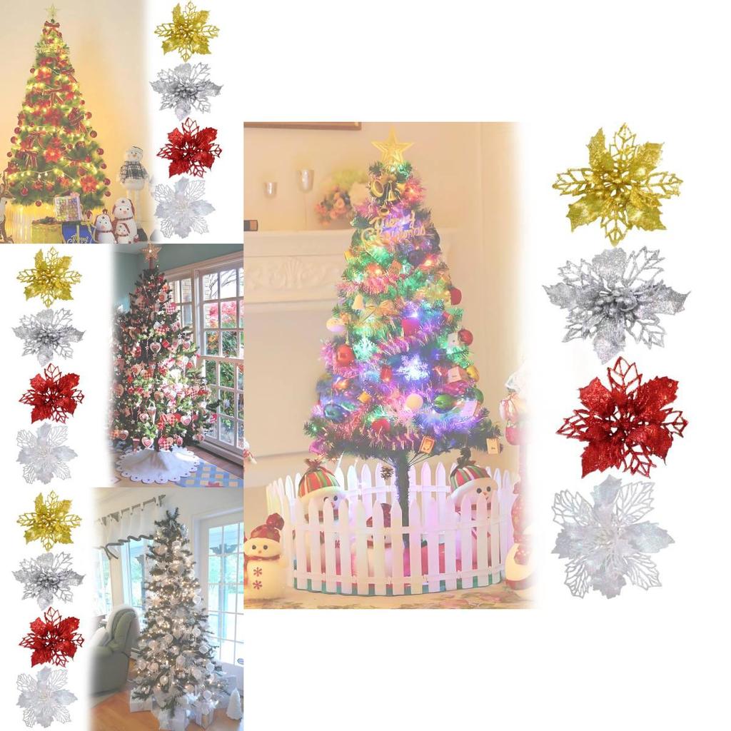 Festive Red And White Artificial Christmas Flowers For Diy Wreaths And Ornaments