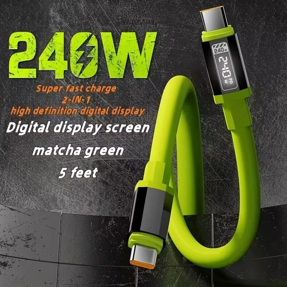 1-2m USB To Type C Data Cable 240W Type-C Digital Display Wire Cord for IPhone 16 Samsung Mi Quick Transfer Charging Cable