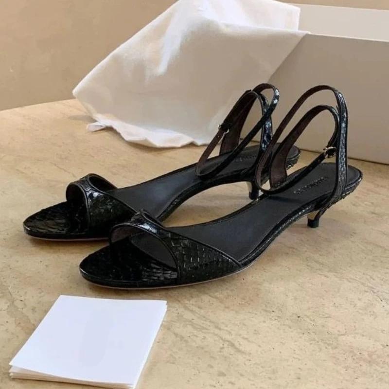 

Fashion Red Kitten Heel Brand Women Sandals Sexy Open Toe Ankle Strap Buckle Designer Shoes Elegant Shallow Office Shoe Zapatos De Mujer 40 чёрный