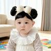 Neujahrs-Haaraccessoires, Süße Schleife Baby Mädchen Perücke Hut Haarteil Weihnachten Neugeborene Kinder Mädchen Cosplay Stirnbänder Kopfbedeckung