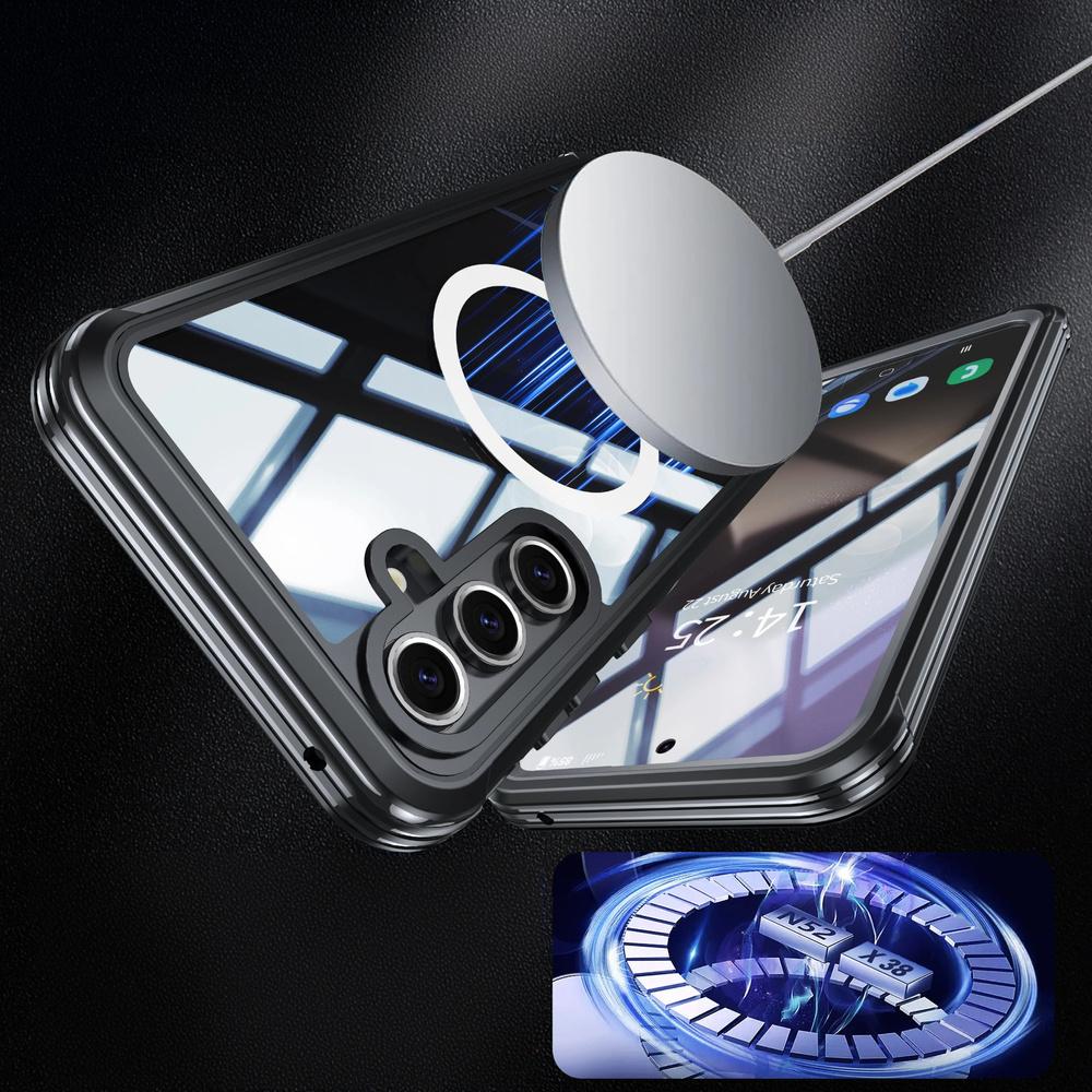 Case for Samsung Galaxy S24 FE, Shockproof, with Glass, for MagSafe, Black
