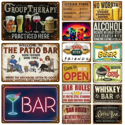 Vintage Home Decor Whiskey Metal Sign Plaque Pub Retro Alcohol Tin Sign Beer Wall Art For Bar Pub Club Man Cave Decorative Plate
