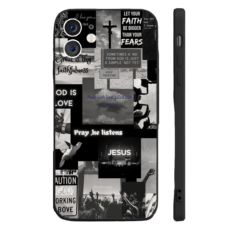 Vers der christlichen Bibel Jesus Telefonhülle Silikon weich für iPhone 16 15 14 13 12 11 Plus Pro Max Plus