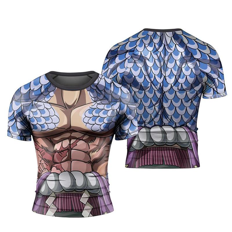 Fashionable Muscle Men's Pattern 3D Printed T-shirt Cartoon Anime Role-playing Short Sleeved Shirt Casual Personalized Round Neck Clothing