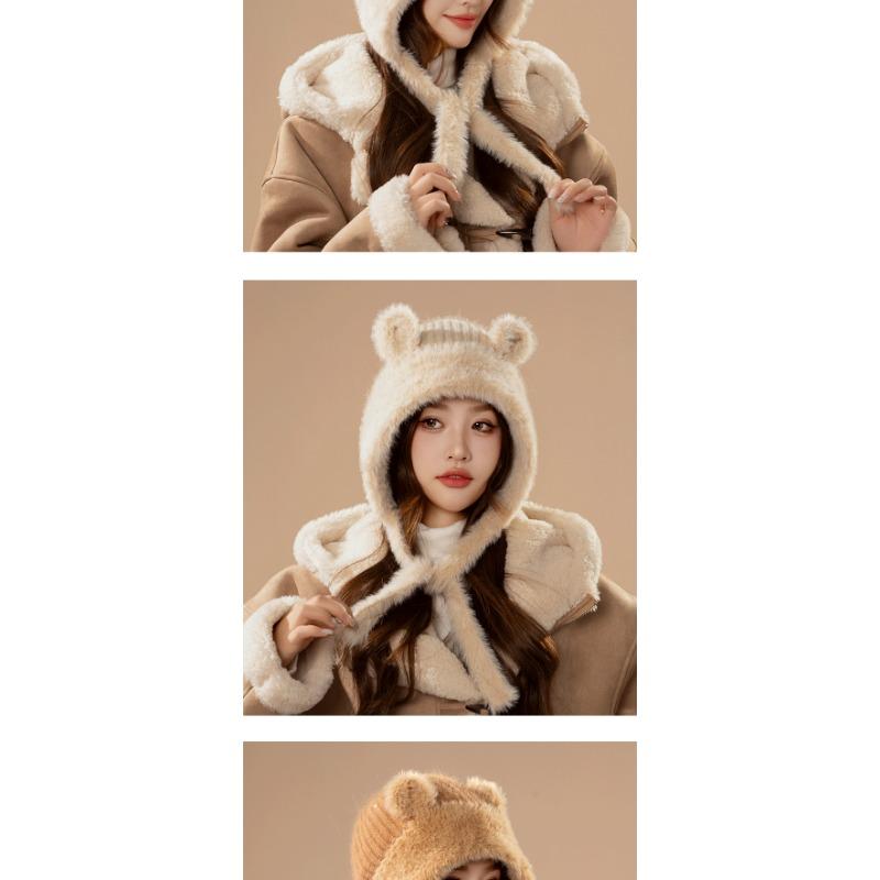 Women S Winter Warm Knitted Hat Cute Ear Flap Cycling Windproof Beanie
