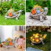 Solar Garden Outdoor Statues with Succulent and 7 LED Lights - Lawn Decor Tortoise Statue for Patio, Balcony, Yard Ornament - Unique Housewarming