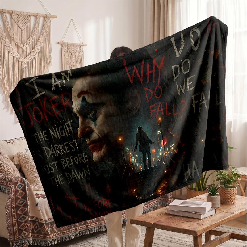 Joker Printed Flannel Blanket, Skin Friendly Warm Throw for Indoor Couch Bed Daily Use
