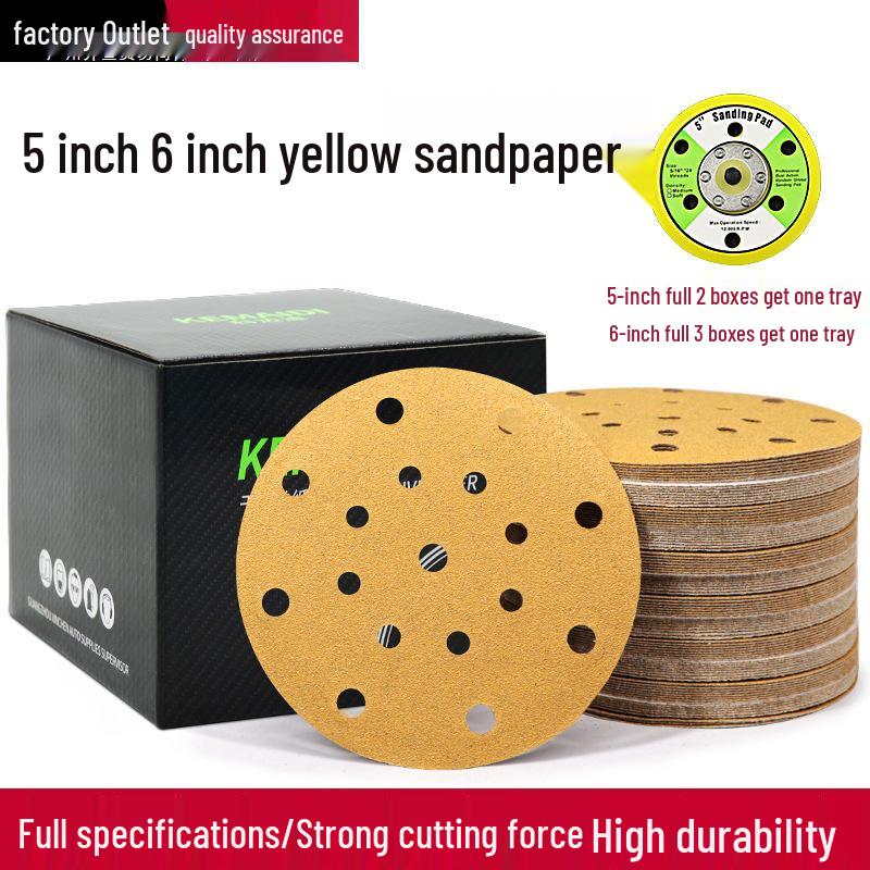 6-inch Yellow Flocking Sandpaper Disc for Polishing and Grinding (17 Pieces)