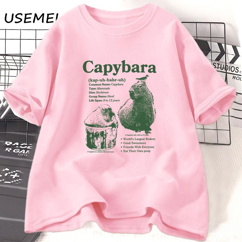 Capybara T-shirt Unisex Unisex Vintage Sience Theme Graphic Tee Trending Funny Cotton Short Sleeve T Shirt Summer Animal Tee Clothes
