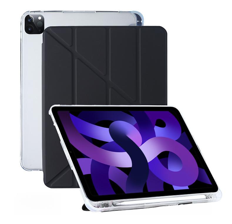 

FOR ipad10.9 Transformable Y-fold protective case air5 side pen slot 10.2 TPU bottom pro12.9 leather mini4-5 чёрный