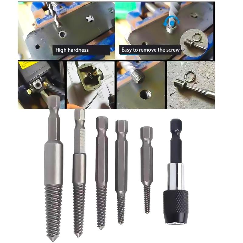 Screw Extractor & Twist Drill Bit Set Broken Bolt Remover Easily Remove Stripped Damaged Screws Drill Bit for Repairs