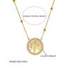DIEYURO 316L Stainless Steel Tree of Life Turquoise Golden Necklace Earrings For Womens New Party Gift Fashion Jewelry Set