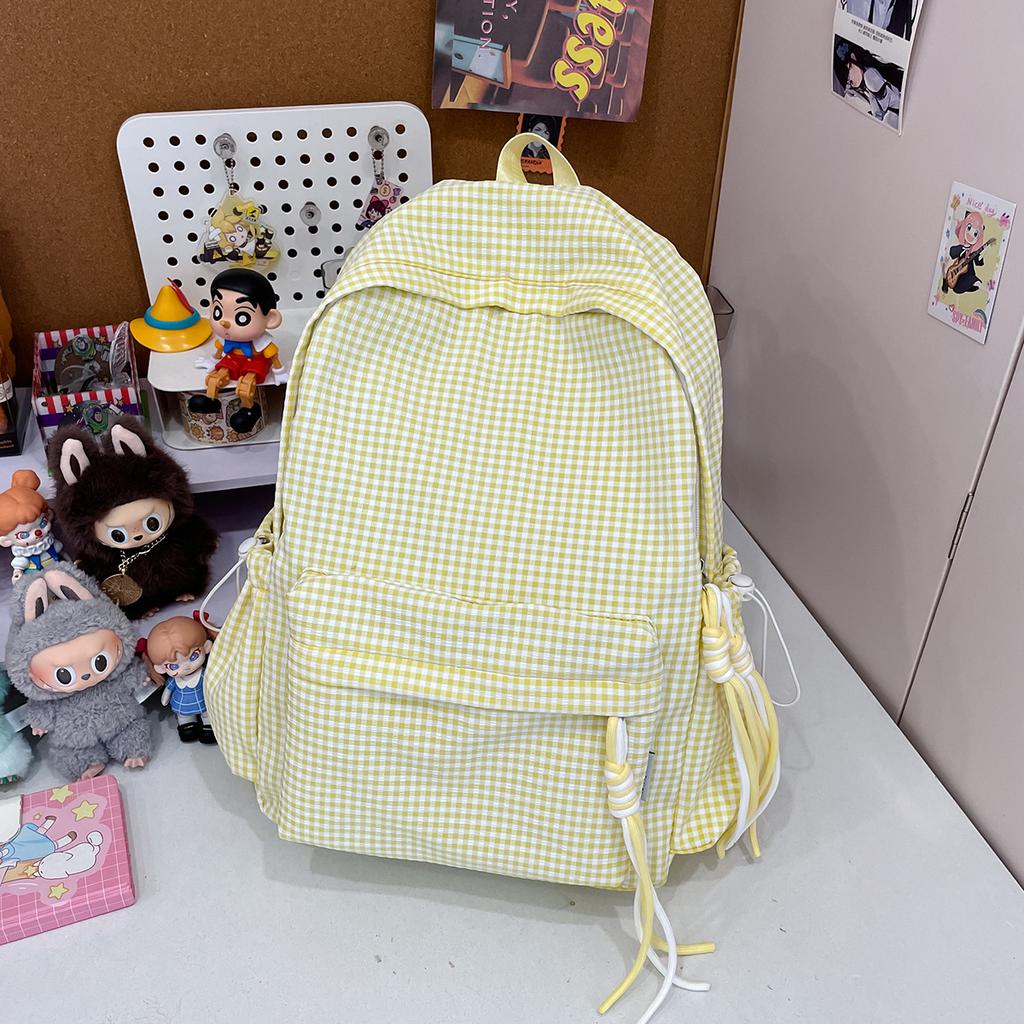 Schoolbag Japanese idyllic versatile student backpack women's small fresh plaid casual simple schoolbag travel backpack
