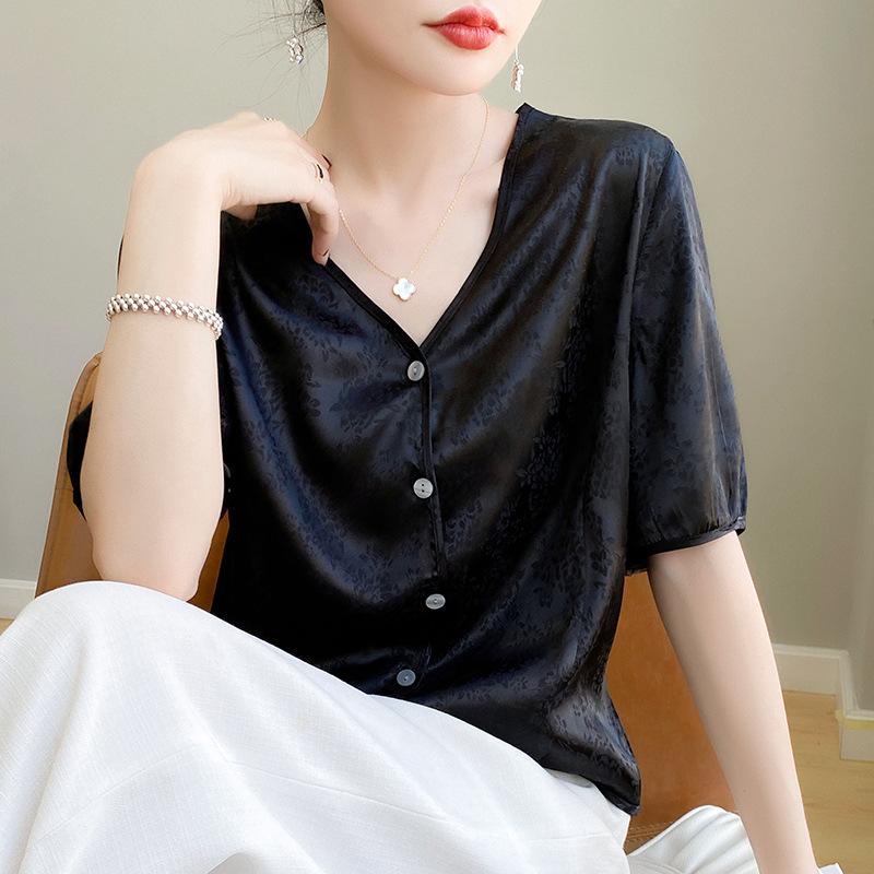Women s Summer 2025 French-Style Petite Short Sleeve Acetate Cardigan 2XL чёрный
