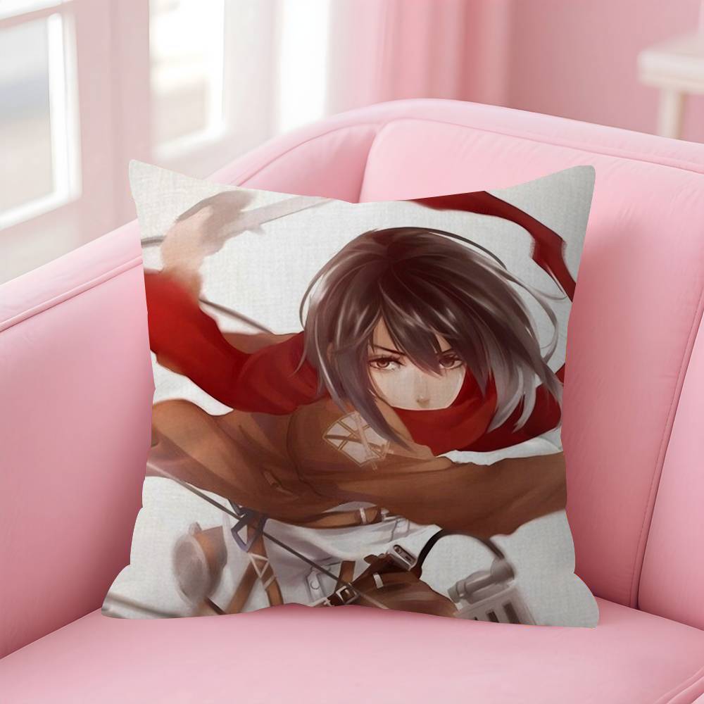 Anime AAttack On Titan Mikasa Ackerma Pillow Cushion Cover Pillowcase Living Room Sofa Home Decor Customized