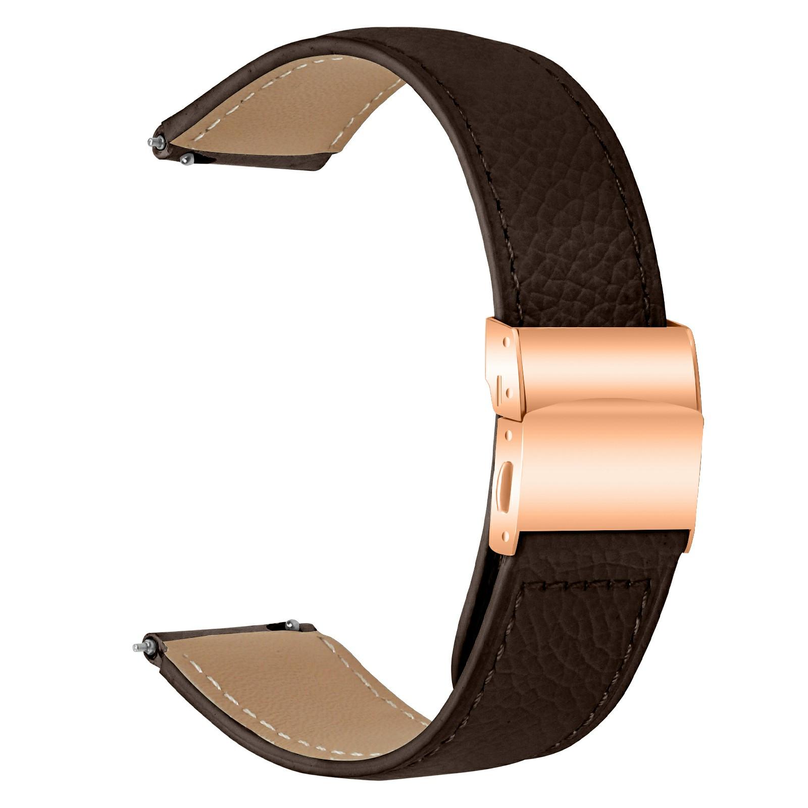 

Wrist Strap For Samsung Galaxy Watch3 41mm/Watch Active2 40mm/44mm Genuine Leather Watch Band with Rose Gold Connector Turtle Back Buckle