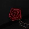 Brooch, Stylish Fabric, Handmade Red Rose Fringed Chain Corsage