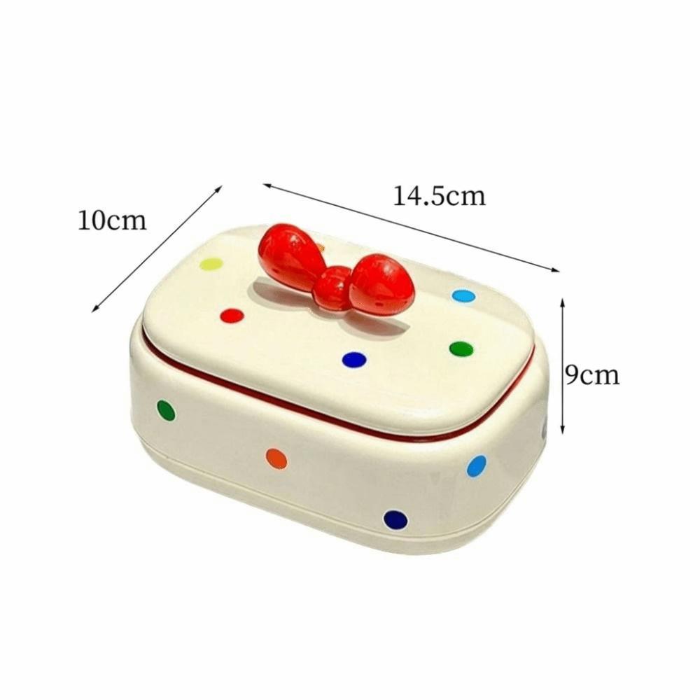 Creative Dopamine Soap Holder Drain Tray White&red Soap Box Dot Bow Soap Tray Home Decoration