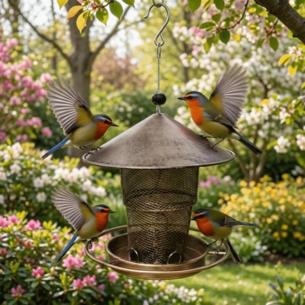 Hanging Automatic Bird Feeder Iron Hummingbird Feeder Durable Wild Bird Feeding Station  Porch
