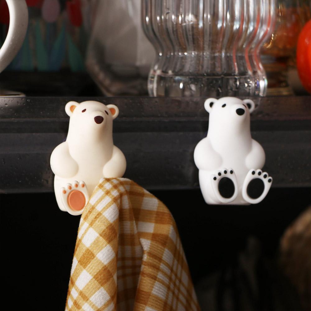 PVC Polar Bear Toothbrush Holder Suction Cup Toothbrush Rack Cute   Bathroom