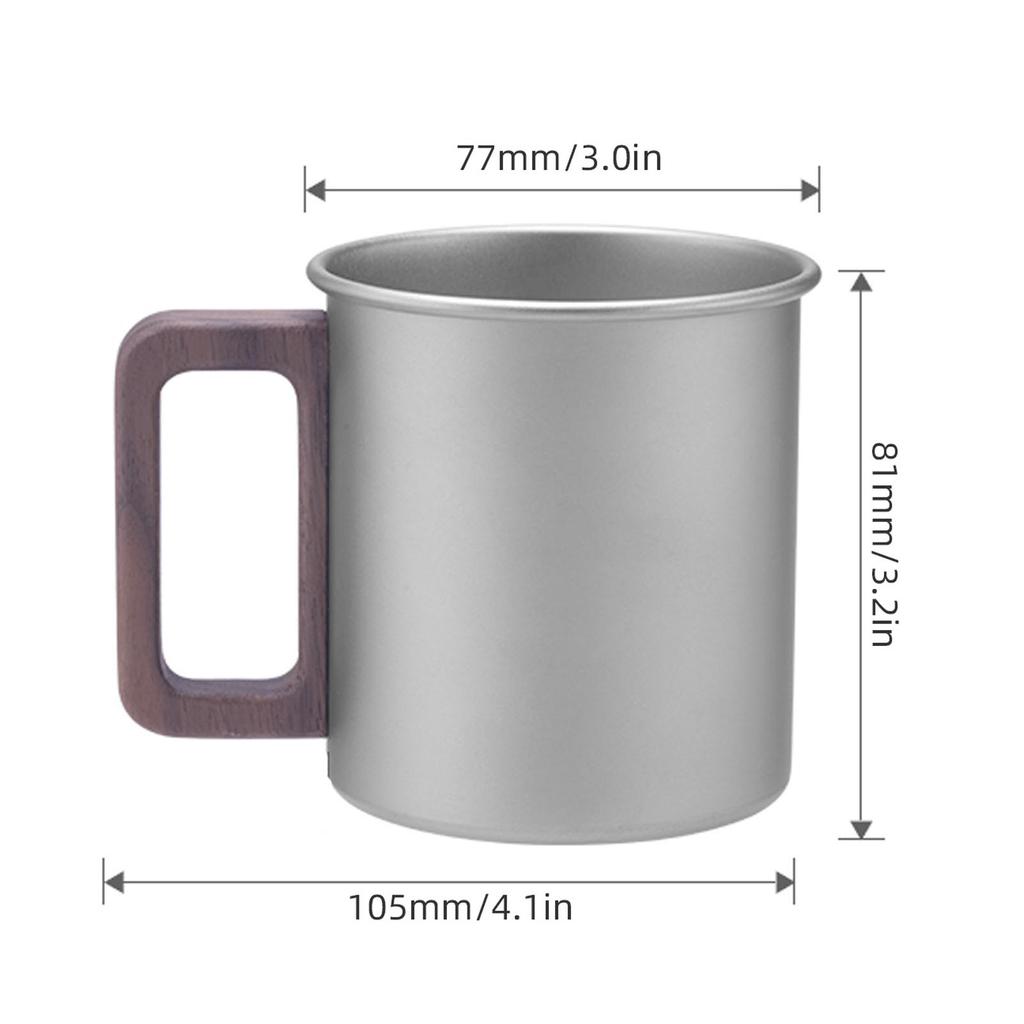 Ti Camping Cup Pure Ti Travel Mug Wooden Handle Large Capacity Outdoor Portable Large Beer Mug Tea Cup