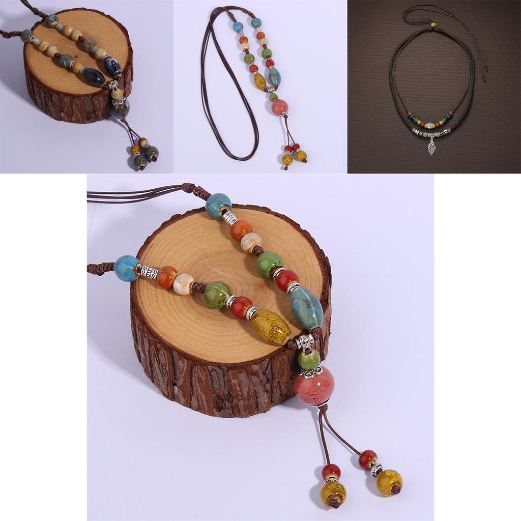 Ethnic Style Bead Neck Chain With Shell And Starfish Decor For Women Spring