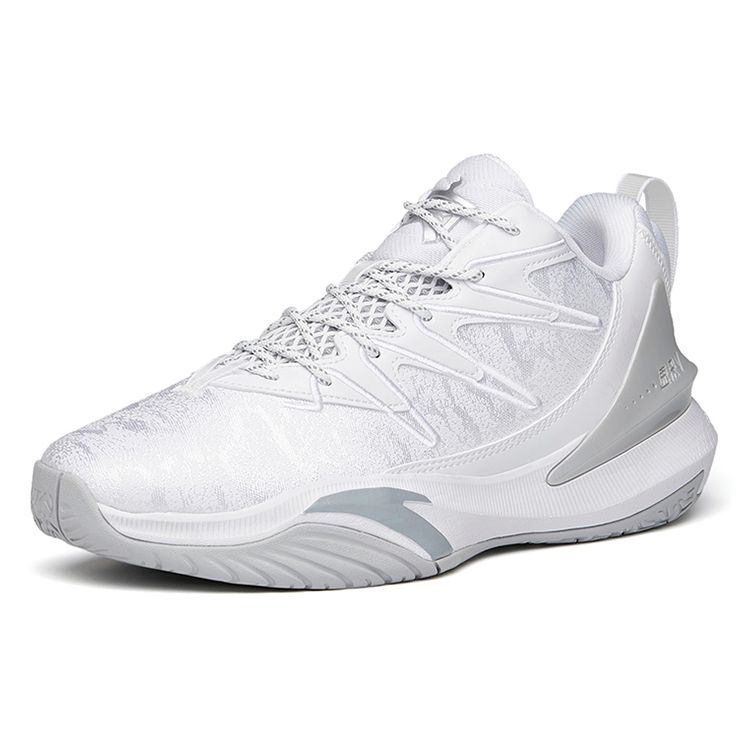 Anta Quick Decision Shock Absorption Slip Resistant Durable Low Top Basketball Shoes Men sneaker Silver 112141605-10