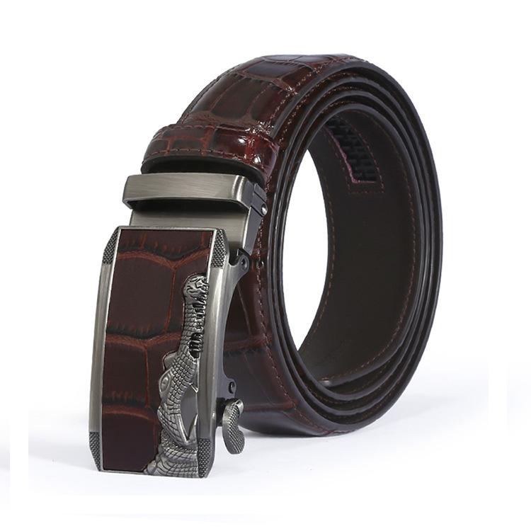 Personalized Crocodile Head Alloy Automatic Buckle Belt Men'S Green Business Tide Crocodile Pattern Belt