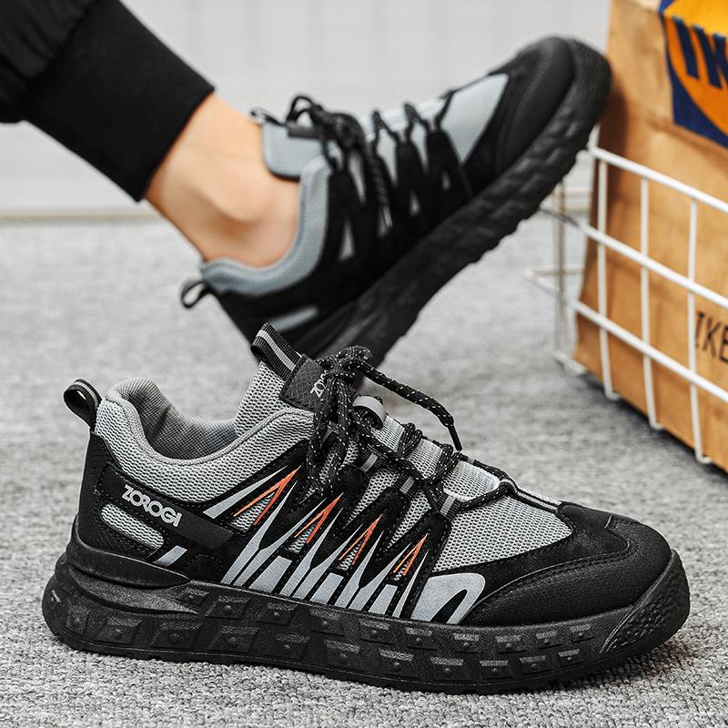 

Повседневные лоферы-кроссовки с круглым носком, модные мужские повседневные кроссовки из парусины, мягкие и удобные, увеличивающие рост, нескользящая обувь 44 черный серый